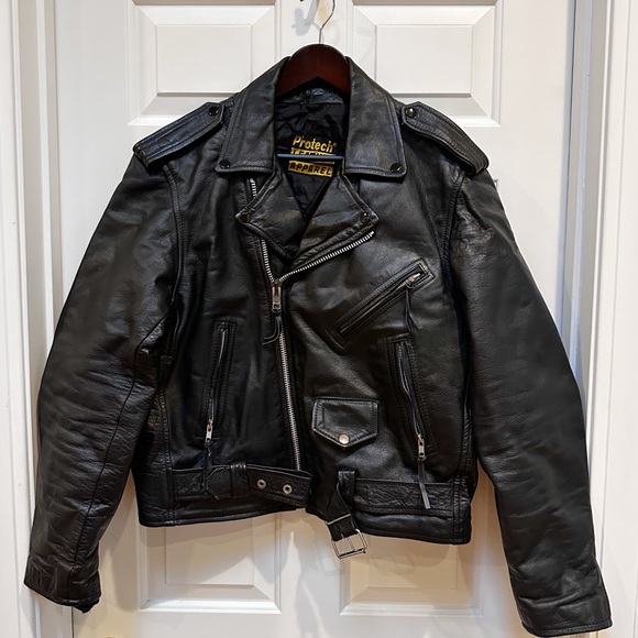 Protech Men’s Leather Apparel Vintage Leather Moto Jacket - Picture 1 of 5